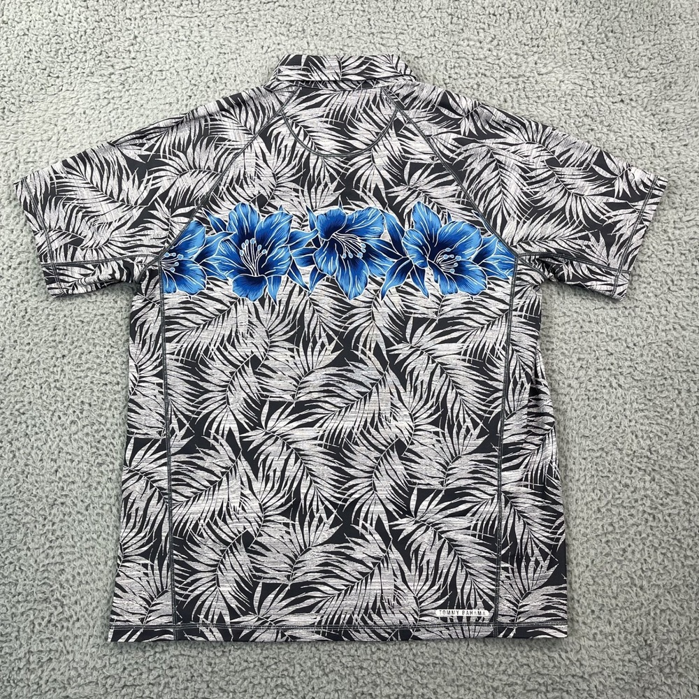 Tommy Bahama Mens Large IslandZone Borderline Hibiscus Polo Shirt Gray Floral - Picture 3 of 14